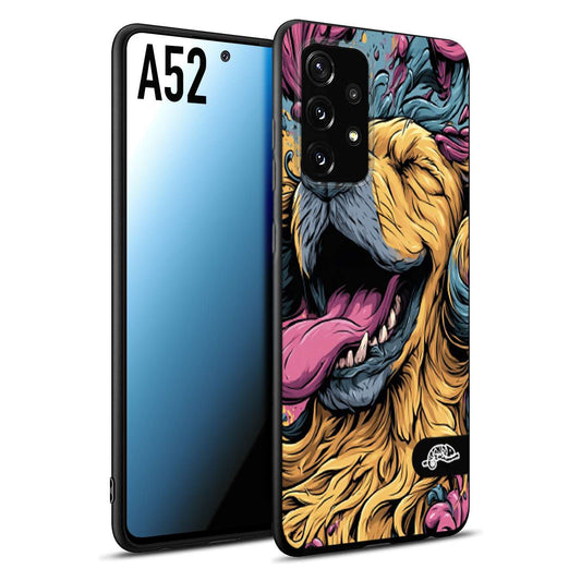 CUSTOMIZZA - Custodia cover nera morbida in tpu compatibile per Samsung A52 Golden Retriever illustrazione cane pop art cane street art cartone animato