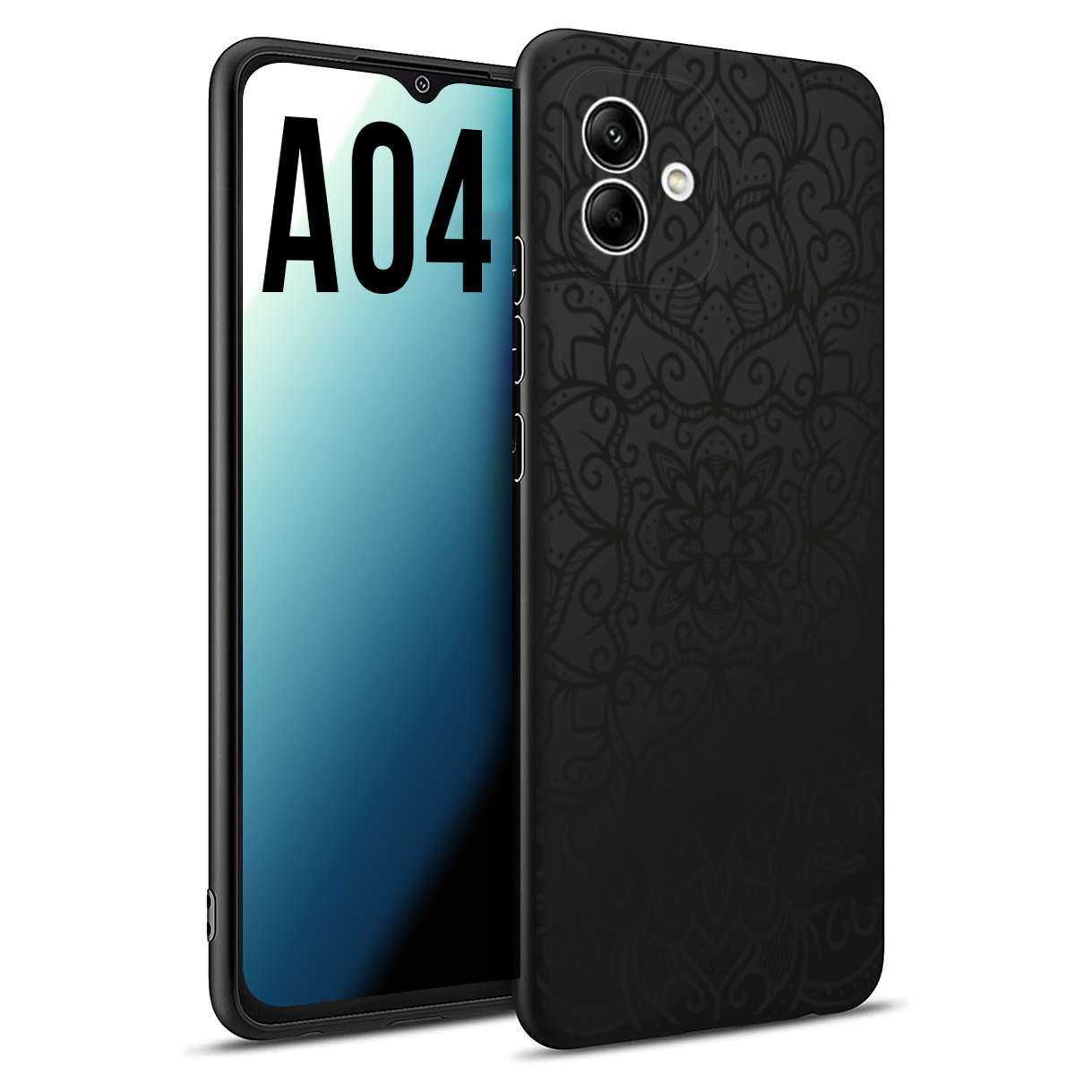 CUSTOMIZZA - Custodia cover nera morbida in tpu compatibile per Samsung A04 mandala nero fiore vedo non vedo donna