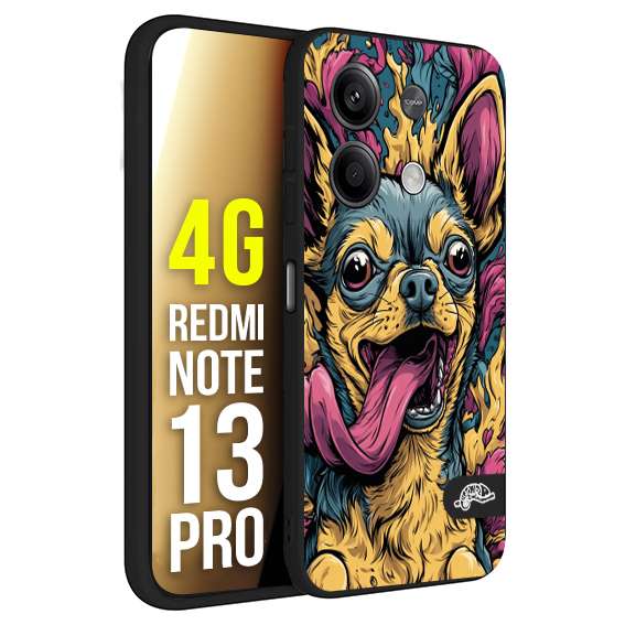 CUSTOMIZZA - Custodia cover nera morbida in tpu compatibile per Xiaomi Redmi Note 13 PRO 4G Chihuahua illustrazione cane pop art cane street art cartone animato