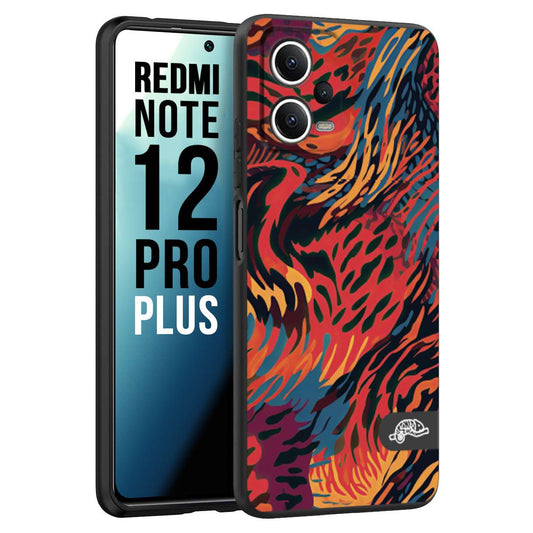 CUSTOMIZZA - Custodia cover nera morbida in tpu compatibile per Xiaomi Redmi Note 12 PRO PLUS leopardato maculato tigrato colorata fiamme rossa blu arancione