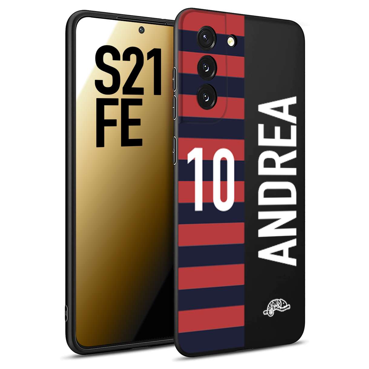 CUSTOMIZZA - Custodia cover nera morbida in tpu compatibile per Samsung S21 FE personalizzata calcio football nome e numero calciatori rossoblu