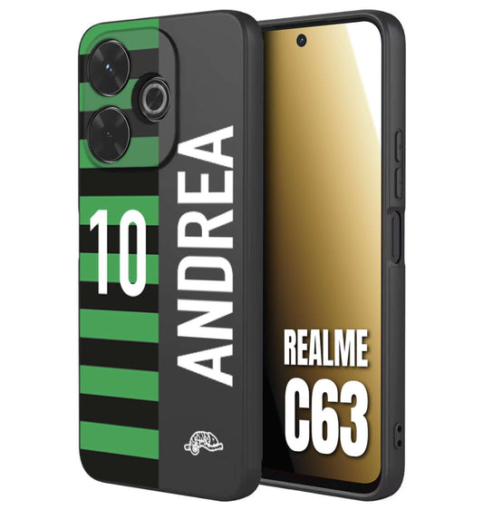 CUSTOMIZZA - Custodia cover nera morbida in tpu compatibile per Realme C63 personalizzata calcio football nome e numero calciatori neroverde