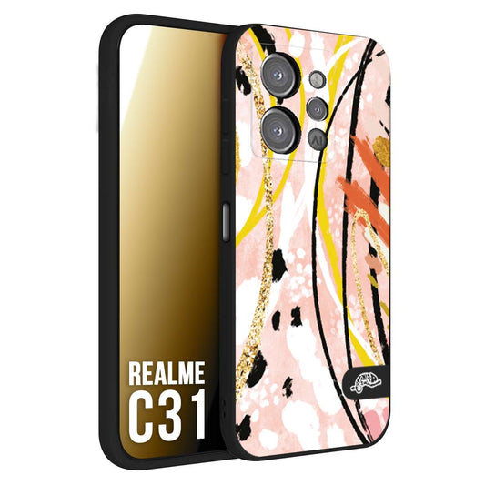 CUSTOMIZZA - Custodia cover nera morbida in tpu compatibile per Oppo Realme C31 fiori astratti donna zebrato leopardato fantasia dorata gialla rosa colorata