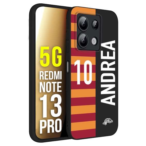 CUSTOMIZZA - Custodia cover nera morbida in tpu compatibile per Xiaomi Redmi Note 13 PRO 5G personalizzata calcio football nome e numero calciatori giallo rossi