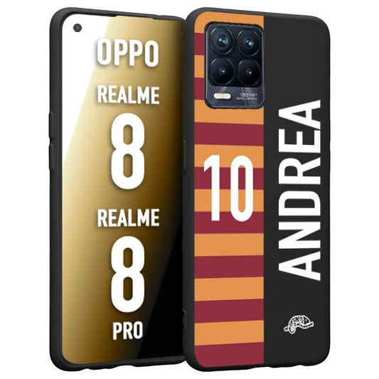 CUSTOMIZZA - Custodia cover nera morbida in tpu compatibile per Realme 8 - 8 PRO personalizzata calcio football nome e numero calciatori giallo rossi