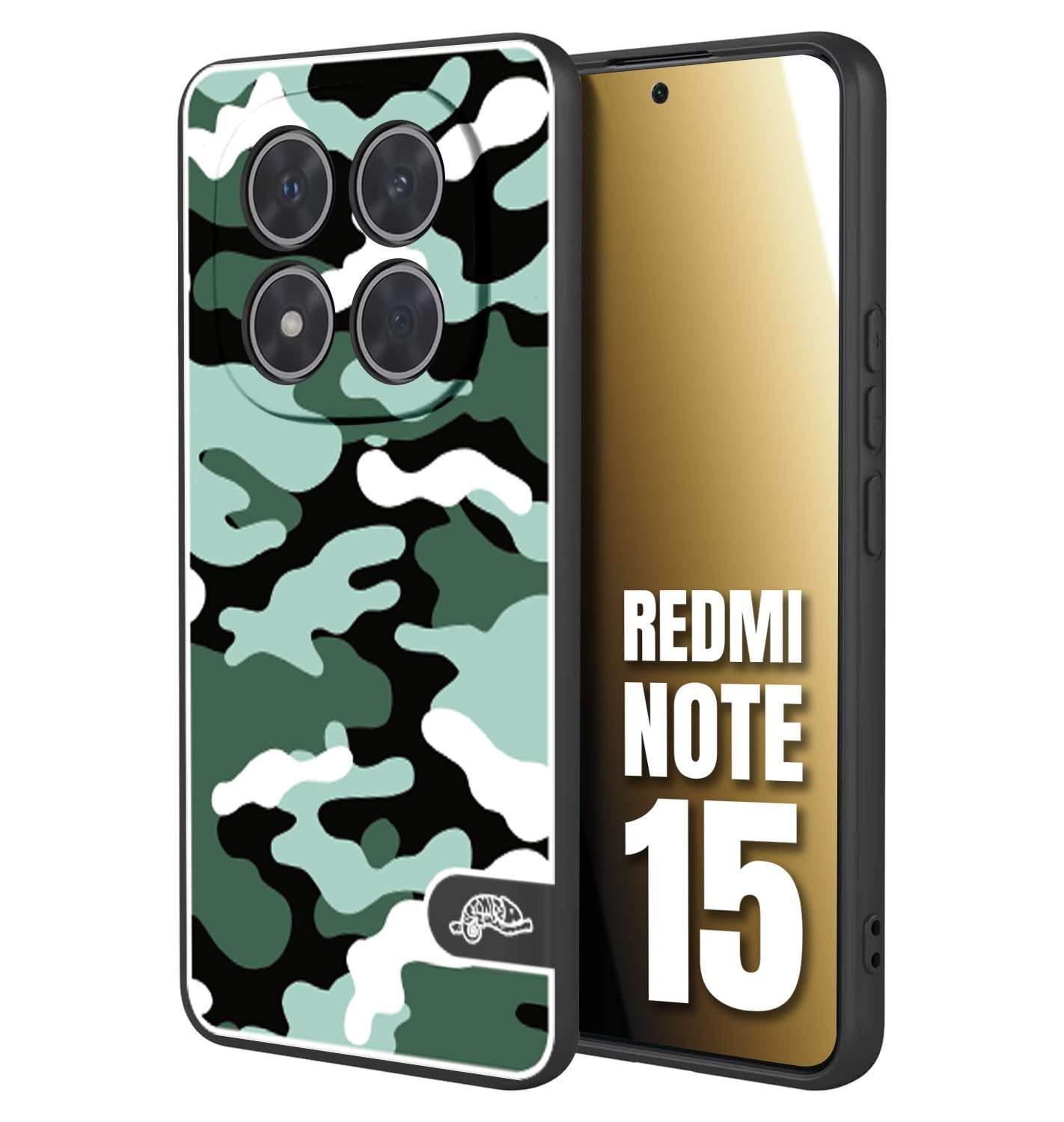CUSTOMIZZA - Custodia cover nera morbida in tpu compatibile per Xiaomi Redmi Note 15 camouflage mimetico militare verde green