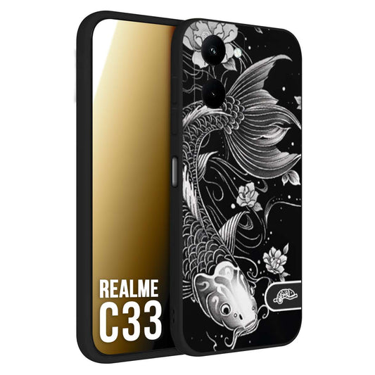 CUSTOMIZZA - Custodia cover nera morbida in tpu compatibile per Oppo Reno 11 PRO 5G carpa koi black and white bianco a rilievo disegnato tattoo tatuaggio