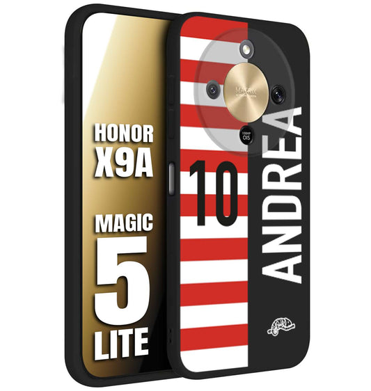 CUSTOMIZZA - Custodia cover nera morbida in tpu compatibile per Honor X9A - Honor Magic 5 Lite personalizzata calcio football nome e numero calciatori bianco rossa