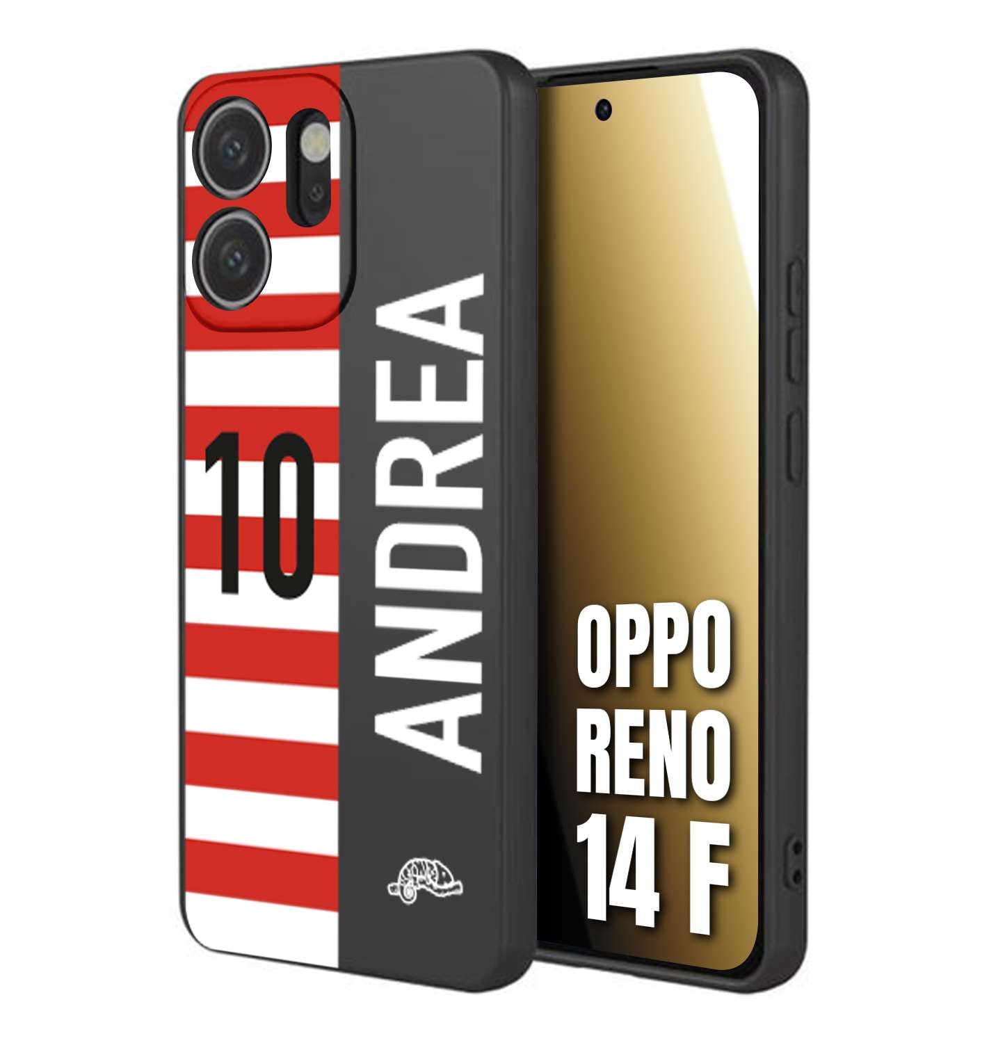 CUSTOMIZZA - Custodia cover nera morbida in tpu compatibile per Oppo Reno 14 F personalizzata calcio football nome e numero calciatori bianco rossa
