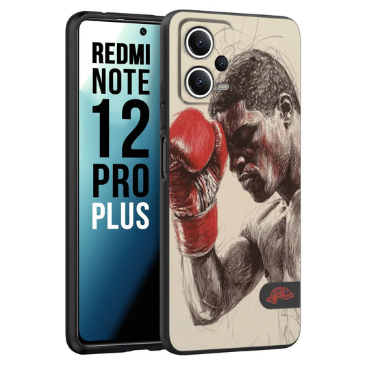 CUSTOMIZZA - Custodia cover nera morbida in tpu compatibile per Xiaomi Redmi Note 12 PRO PLUS pugilato pugili disegno tattoo guantoni boxer pesi massimi