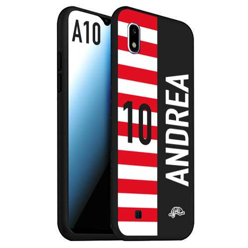 CUSTOMIZZA - Custodia cover nera morbida in tpu compatibile per Samsung A10 personalizzata calcio football nome e numero calciatori bianco rossa