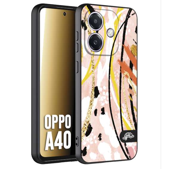 CUSTOMIZZA - Custodia cover nera morbida in tpu compatibile per Oppo A40 fiori astratti donna zebrato leopardato fantasia dorata gialla rosa colorata