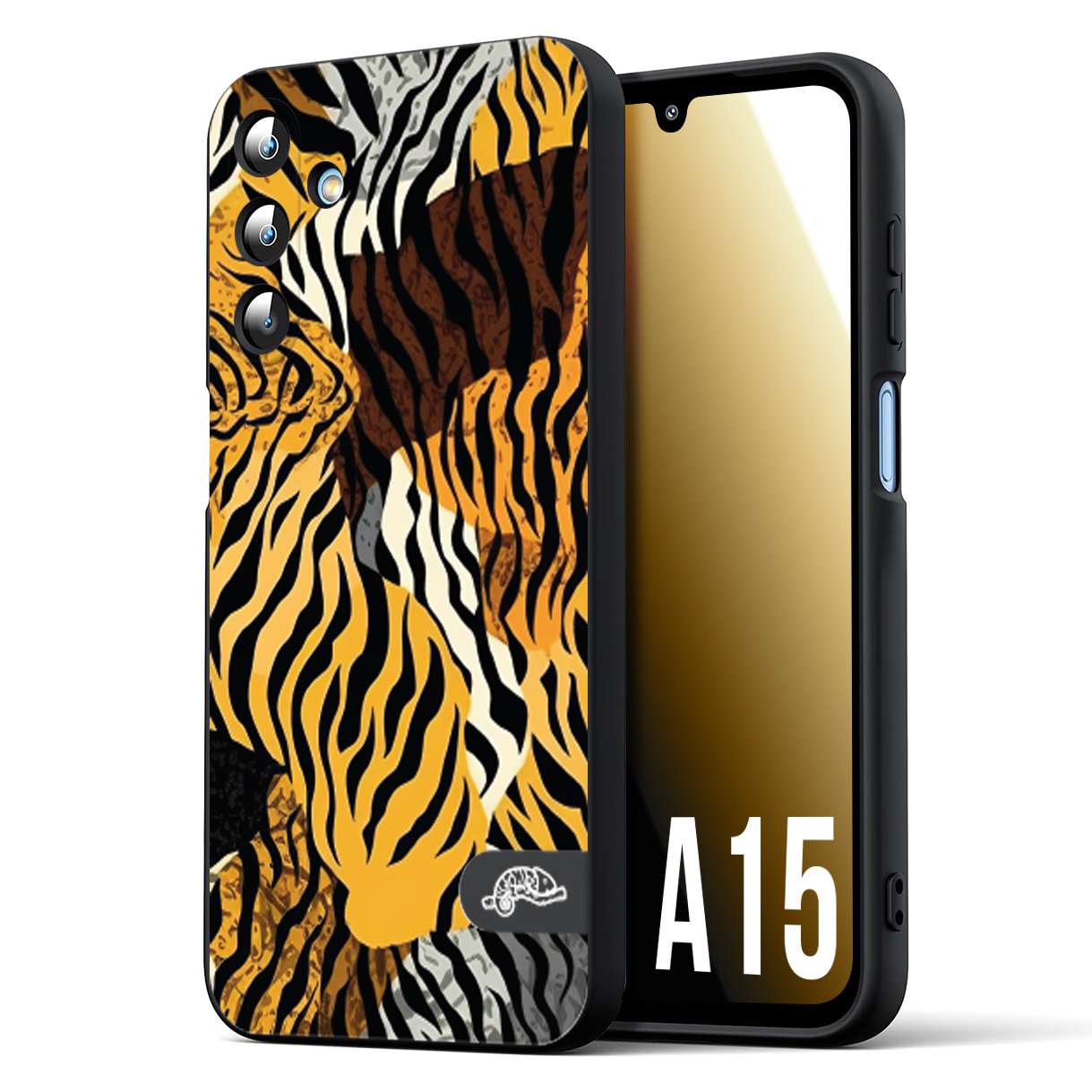 CUSTOMIZZA - Custodia cover nera morbida in tpu compatibile per Samsung A15 5G leopardato tigrato tiger colorata donna fashion estate