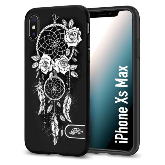 CUSTOMIZZA - Custodia cover nera morbida in tpu compatibile per iPhone Xs Max acchiappasogni dreamcatcher black and white bianco a rilievo disegnato tattoo tatuaggio