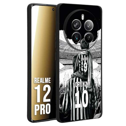 CUSTOMIZZA - Custodia cover nera morbida in tpu compatibile per Realme 12 PRO personalizzata calcio football nome e numero calciatori bianconeri bianca e nera