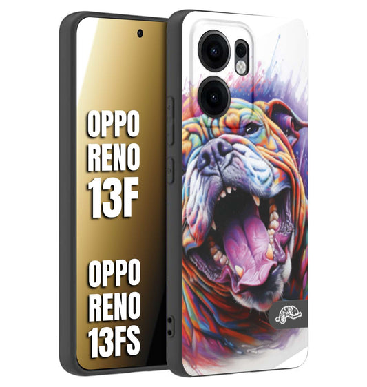 CUSTOMIZZA - Custodia cover nera morbida in tpu compatibile per Oppo Reno 13 F animali color bulldog cane dog colori vibranti disegnato schizzo