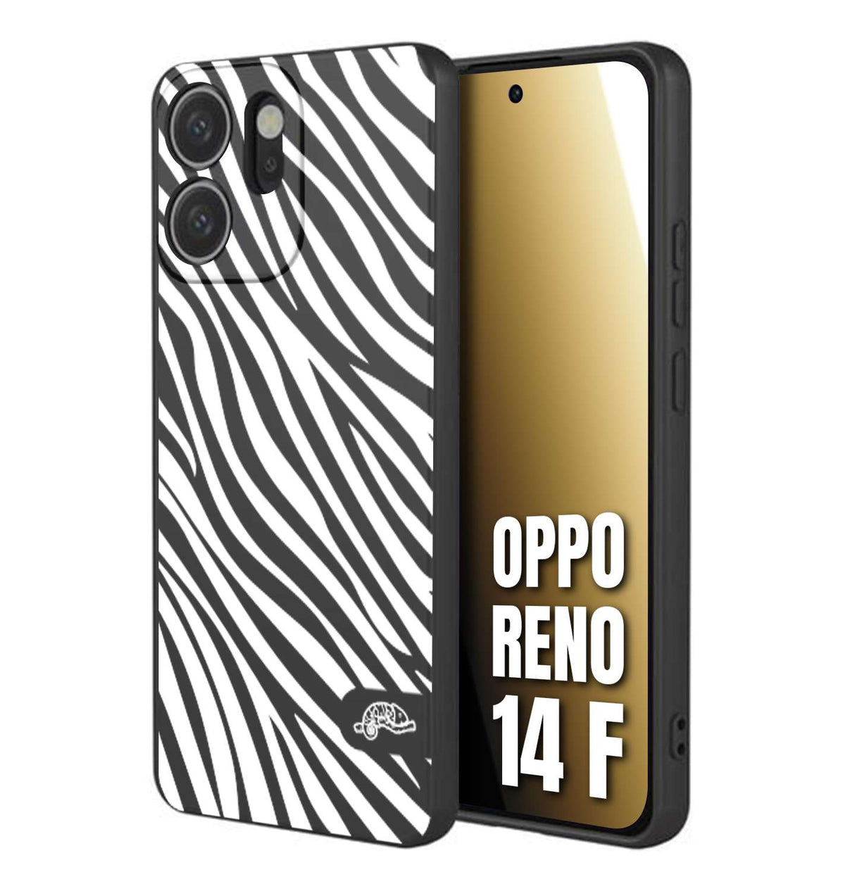 CUSTOMIZZA - Custodia cover nera morbida in tpu compatibile per Oppo Reno 14 F zebrata maculata a rilievo soft touch donna bianca