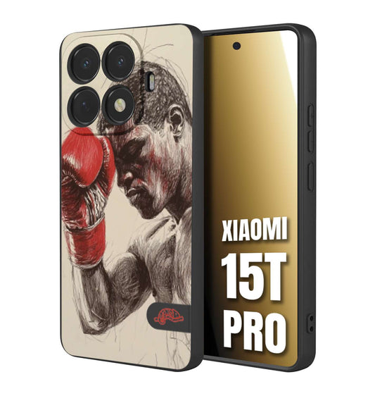 CUSTOMIZZA - Custodia cover nera morbida in tpu compatibile per Xiaomi 15T PRO pugilato pugili disegno tattoo guantoni boxer pesi massimi