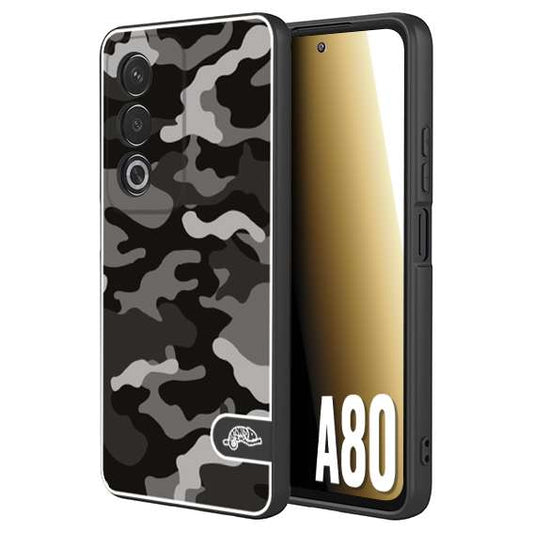 CUSTOMIZZA - Custodia cover nera morbida in tpu compatibile per Oppo A80 camouflage mimetico militare nero black grigio