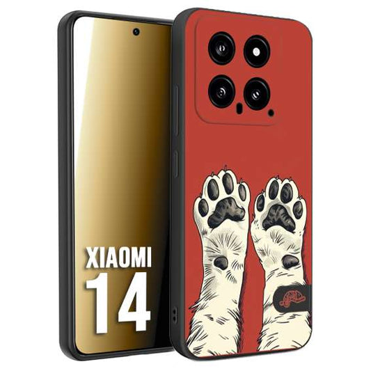CUSTOMIZZA - Custodia cover nera morbida in tpu compatibile per Xiaomi 14 zampe di gatto cat paws rossa red disegnata fumetto cartoon