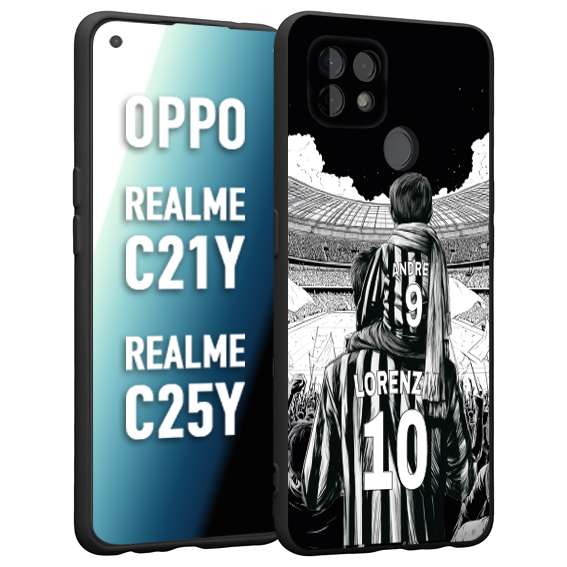 CUSTOMIZZA - Custodia cover nera morbida in tpu compatibile per Realme C21Y - C25Y personalizzata calcio football nome e numero calciatori bianconeri bianca e nera