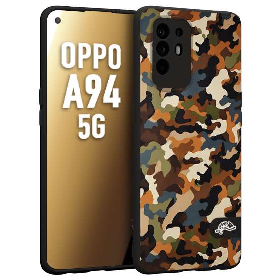 CUSTOMIZZA - Custodia cover nera morbida in tpu compatibile per Oppo A94 5G camouflage mimetico militare moderno blu marrone beige