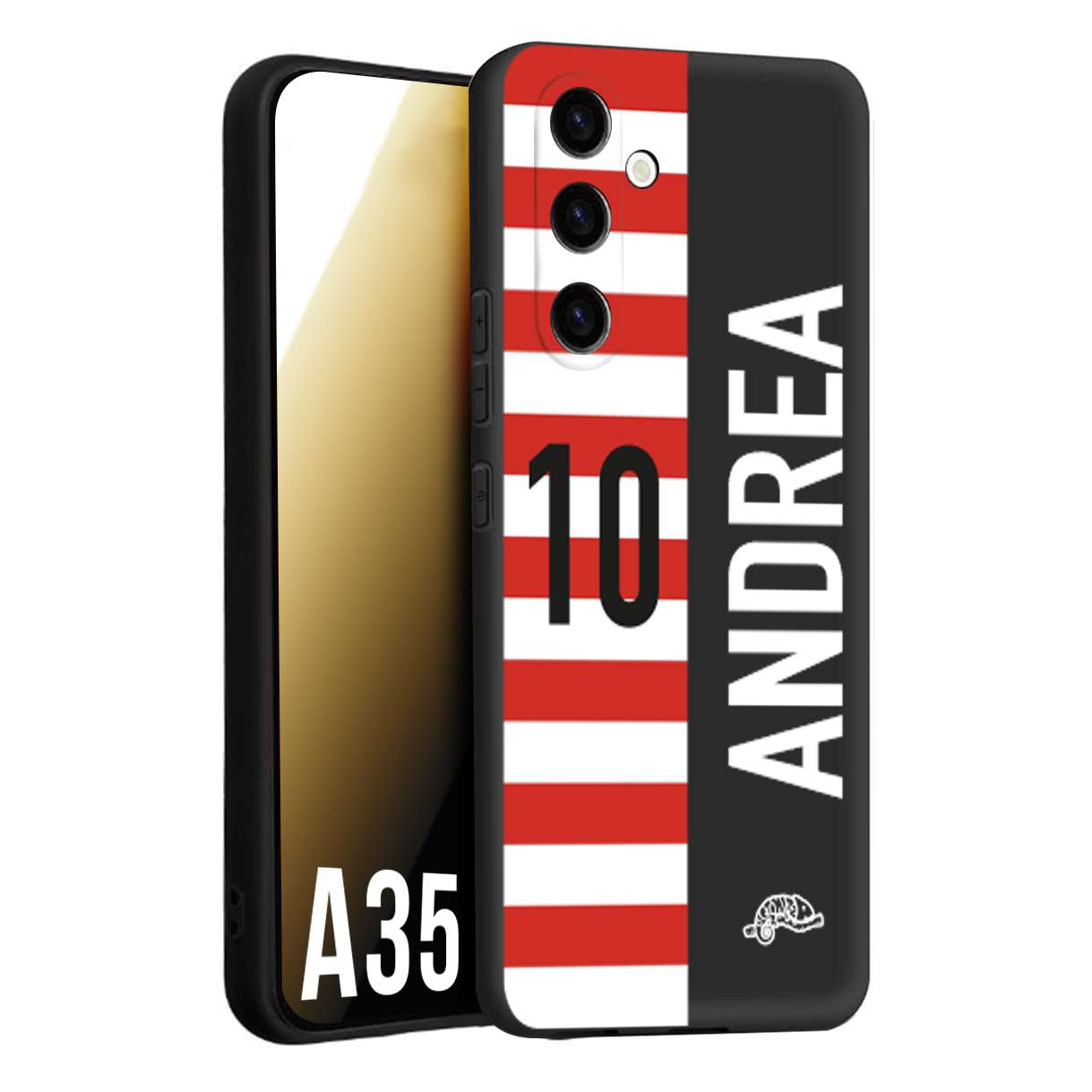 CUSTOMIZZA - Custodia cover nera morbida in tpu compatibile per Samsung A35 5G personalizzata calcio football nome e numero calciatori bianco rossa