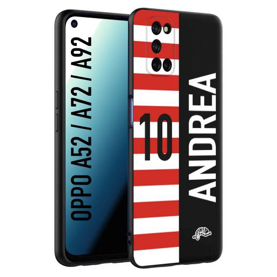 CUSTOMIZZA - Custodia cover nera morbida in tpu compatibile per Oppo A52 - A72 - A92 personalizzata calcio football nome e numero calciatori bianco rossa