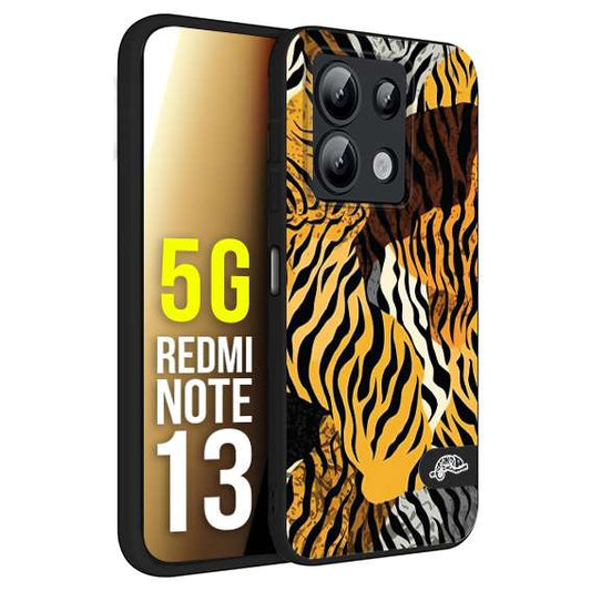 CUSTOMIZZA - Custodia cover nera morbida in tpu compatibile per Xiaomi Redmi Note 13 5G leopardato tigrato tiger colorata donna fashion estate