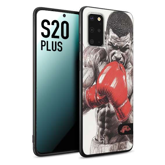 CUSTOMIZZA - Custodia cover nera morbida in tpu compatibile per Samsung S20 PLUS pugilato pugili disegno tattoo guantoni box pesi massimi gancio