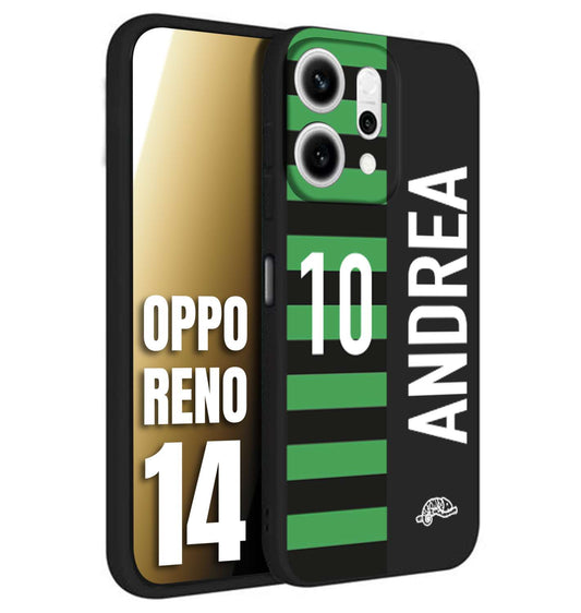 CUSTOMIZZA - Custodia cover nera morbida in tpu compatibile per Oppo Reno 14 personalizzata calcio football nome e numero calciatori neroverde