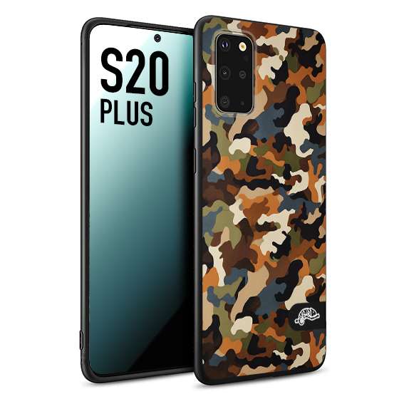 CUSTOMIZZA - Custodia cover nera morbida in tpu compatibile per Samsung S20 PLUS camouflage mimetico militare moderno blu marrone beige