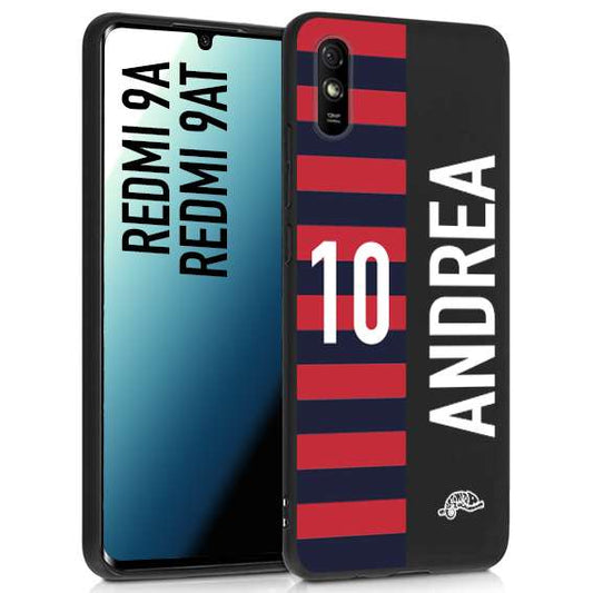 CUSTOMIZZA - Custodia cover nera morbida in tpu compatibile per Xiaomi Redmi 9A - 9AT personalizzata calcio football nome e numero calciatori rossoblu