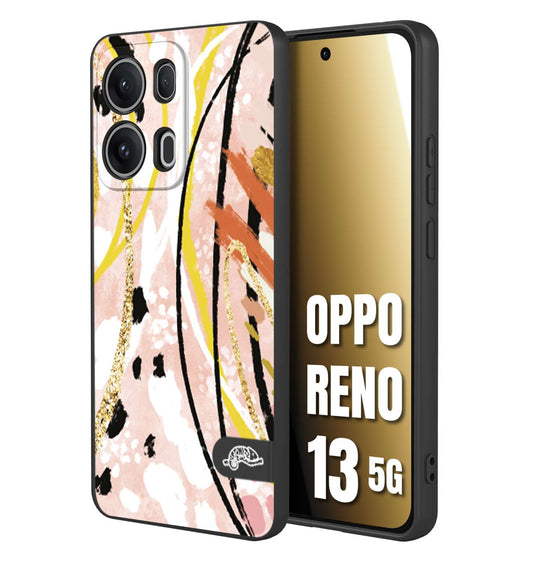 CUSTOMIZZA - Custodia cover nera morbida in tpu compatibile per Oppo Reno 13 5G fiori astratti donna zebrato leopardato fantasia dorata gialla rosa colorata