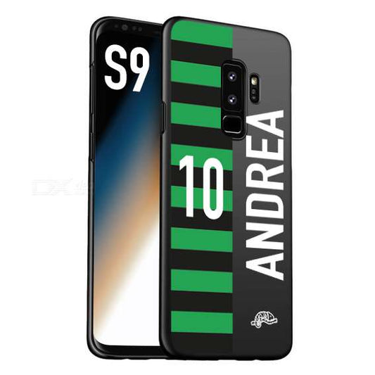 CUSTOMIZZA - Custodia cover nera morbida in tpu compatibile per Samsung S9 personalizzata calcio football nome e numero calciatori neroverde