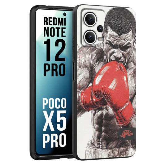 CUSTOMIZZA - Custodia cover nera morbida in tpu compatibile per Xiaomi Redmi Note 12 PRO - POCO X5 PRO pugilato pugili disegno tattoo guantoni box pesi massimi gancio