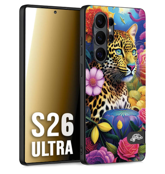 CUSTOMIZZA - Custodia cover nera morbida in tpu compatibile per Samsung S26 ULTRA astratti donna flower fantasia leopardo ghepardo animali colorati