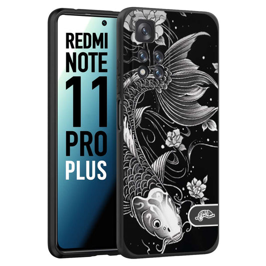 CUSTOMIZZA - Custodia cover nera morbida in tpu compatibile per Xiaomi Redmi Note 12S carpa koi black and white bianco a rilievo disegnato tattoo tatuaggio