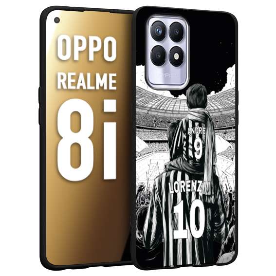 CUSTOMIZZA - Custodia cover nera morbida in tpu compatibile per Realme 8i personalizzata calcio football nome e numero calciatori bianconeri bianca e nera