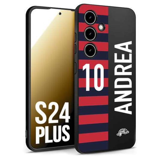 CUSTOMIZZA - Custodia cover nera morbida in tpu compatibile per Samsung S24 PLUS personalizzata calcio football nome e numero calciatori rossoblu