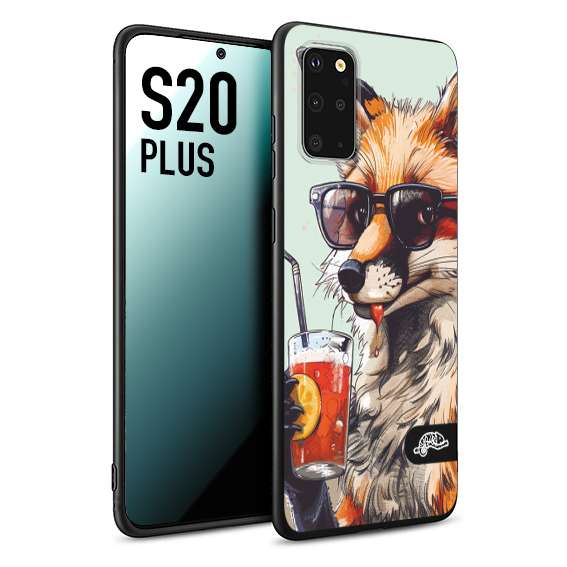 CUSTOMIZZA - Custodia cover nera morbida in tpu compatibile per Samsung S20 PLUS estate disegnata cocktails animali simpatici fox volpe negroni