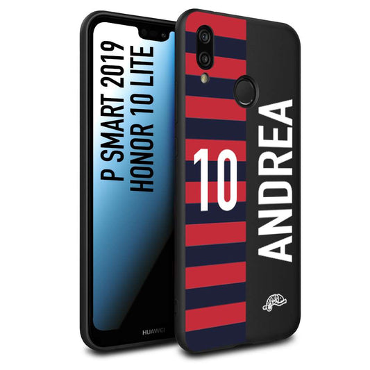 CUSTOMIZZA - Custodia cover nera morbida in tpu compatibile per Huawei P Smart 2019 personalizzata calcio football nome e numero calciatori rossoblu