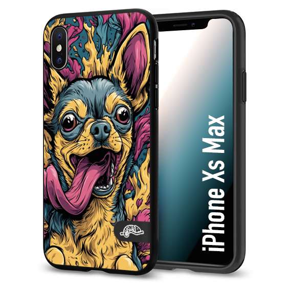 CUSTOMIZZA - Custodia cover nera morbida in tpu compatibile per iPhone XS MAX Chihuahua illustrazione cane pop art cane street art cartone animato