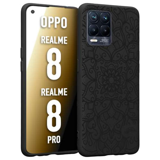 CUSTOMIZZA - Custodia cover nera morbida in tpu compatibile per Oppo Realme 8 - 8 PRO mandala nero fiore vedo non vedo donna