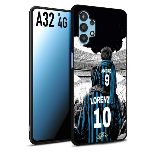 CUSTOMIZZA - Custodia cover nera morbida in tpu compatibile per Samsung A32 4G personalizzata calcio football padre e figlio calciatori nerazzurra