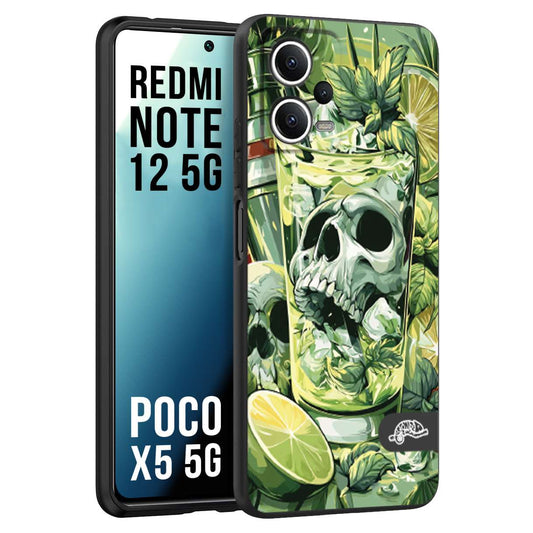 CUSTOMIZZA - Custodia cover nera morbida in tpu compatibile per Xiaomi Redmi Note 12 5G - POCO X5 5G Mojito cocktail teschio illustrazione drink lime menta ghiacci tropicale street art