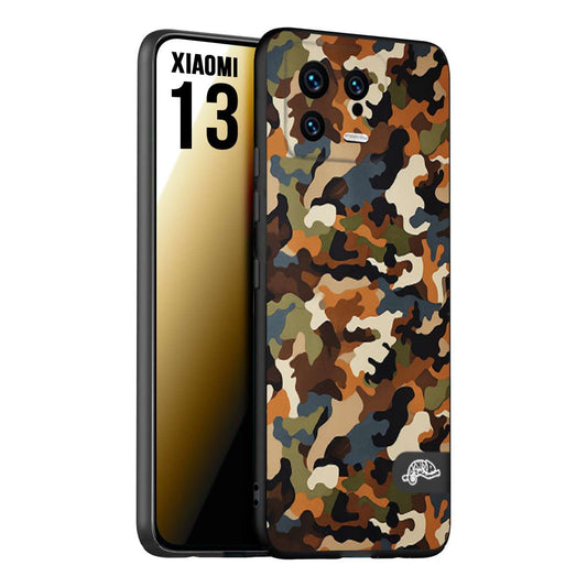 CUSTOMIZZA - Custodia cover nera morbida in tpu compatibile per Xiaomi 13 camouflage mimetico militare moderno blu marrone beige