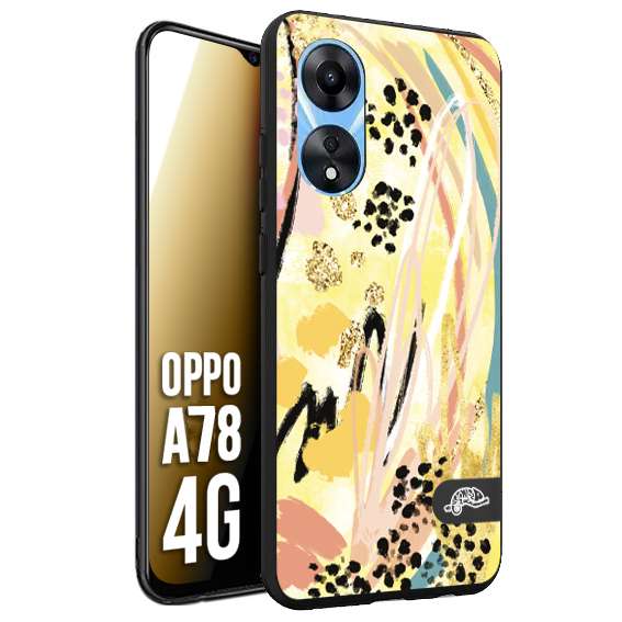 CUSTOMIZZA - Custodia cover nera morbida in tpu compatibile per Oppo A78 4G astratti donna flower fantasia estate gialla rosa leopardata