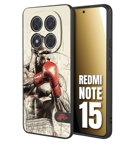 CUSTOMIZZA - Custodia cover nera morbida in tpu compatibile per Xiaomi Redmi Note 15 pugilato pugili disegno tattoo guantoni box sport ring