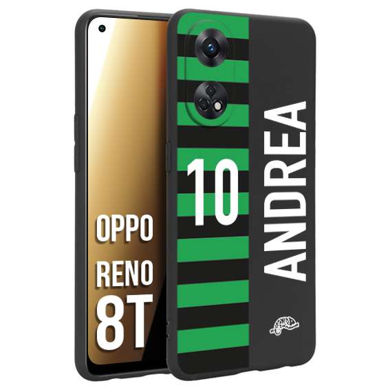 CUSTOMIZZA - Custodia cover nera morbida in tpu compatibile per Oppo Reno 8T personalizzata calcio football nome e numero calciatori neroverde